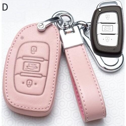 Hight Quality Leather Key Shell Cover Case for Hyundai Creta I10 I20 Tucson Elantra Santa Fe 2016 2017 2018 Key Case Keychain