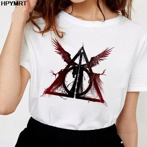 Summer Deathly Hallows T-shirts Tops Print Women T-Shirt Casual Three Brothers Tale White plus size Tshirt Female Tops Clothing