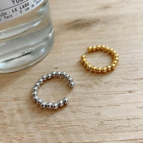 100% 925 Sterling Silver Beaded Ring for Women Classic Design Delicate Stack Simple Open Rings Female Wedding Band Rings