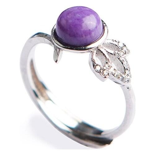 Genuine Natural sugilite Gems Purple Crystal Adjustable Size Women Gift Ring 7*7mm