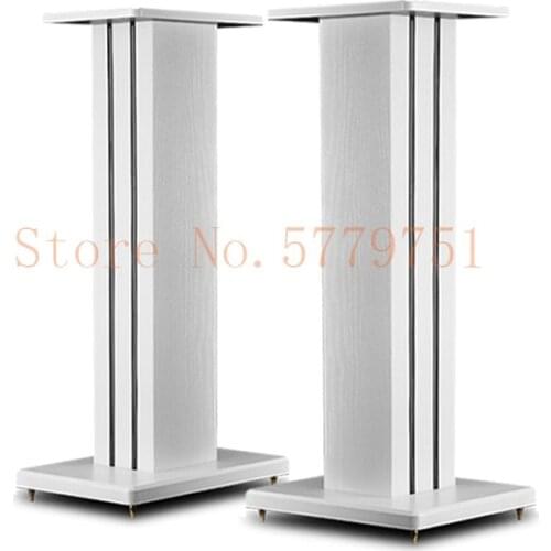 1 Pair Speaker stand floor solid wood universal bookshelf audio tripod wooden white sand filling surround shelf
