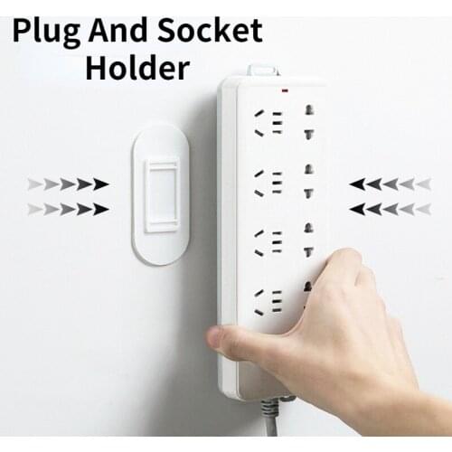 1pcs Creative Portable Wall-Mounted Sticker Punch-free Plug Fixer Self-Adhesive Socket Fixer Cable Seamless Power Strip Holder