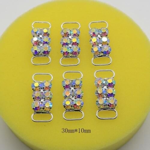 10pcs/lot AB Colorful Rhinestone bikini connectors buckle/ Bag shoes clothing decoration buckle beachwear connector buckle