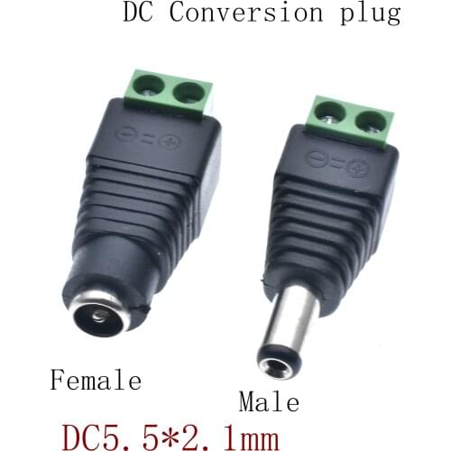 10pcs Female Male DC connector 2.1*5.5mm 5.5*2.1mm Power Jack Adapter Plug Cable Connector for 3528/5050/5730 led strip light