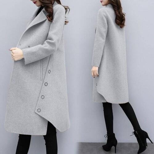 2020 autumn and winter woolen coat female Mid-Long New Korean temperament womens popular Outerwear woolen coat