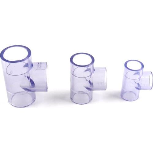 5pcs PVC Transparent Tee Connector Inner Dia 20/25/32mm Blue PVC Joints for Garden Water Pipe High Quality UPVC Fittings
