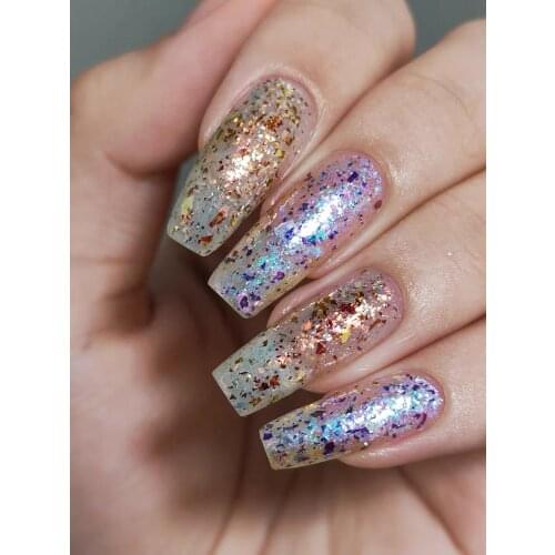 50g in 1 Fluorescent Glass Paper Clear Pink/Green Nail Snow Flakes Irregular Cut Paillette Nail Art Sequin ,Broken Glass flakes