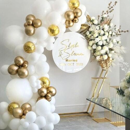 92pcs White Balloons Arch Garland Kit Chrome Gold Confetti Wedding Balloons Birthday Baby Shower Party Decoration