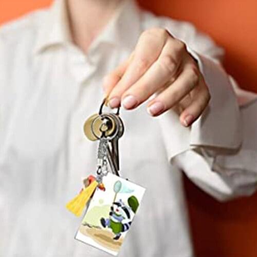 CPDD Acrylic Keychains Blank Colorful Tassels Metal Decoration Keyrings Acrylic Transparent Blank Set for DIY Projects