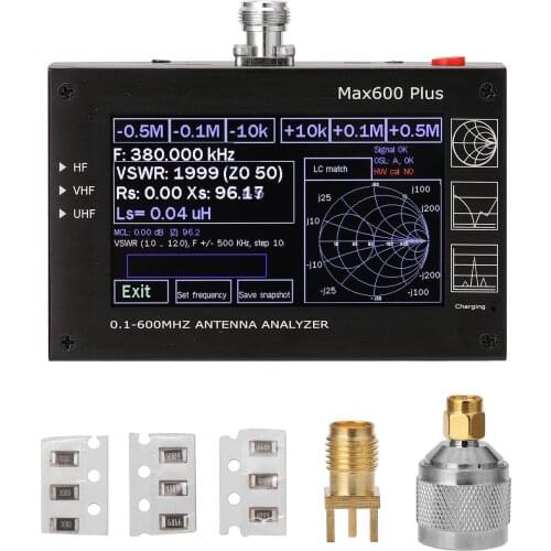 Max600 Plus HF VHF UHF Antenna Analyzer 0.1-600MHz with 4.3" TFT LCD Touching Screen