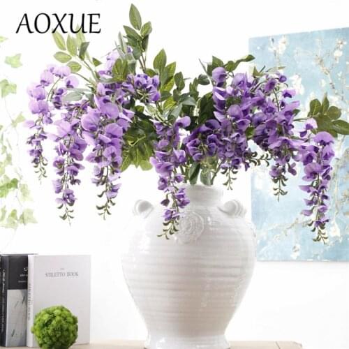 AOXUE 100 cm 2 branches simulation fake wisteria flower wedding photography arrangement home living room decoration pea flower