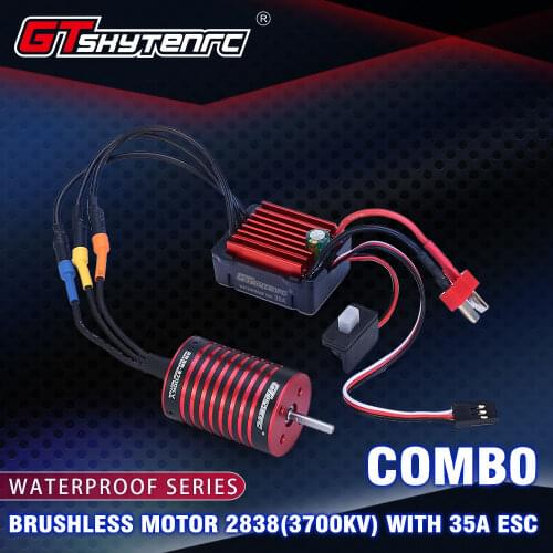 GTSKYTENRC Combo 2838 3700KV 4700KV Brushless Motor w/ 35A Brushless ESC for Traxxas HSP Tamiya Axial 1/16 1/12 RC Car