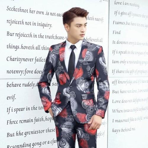Printing blazer men formal dress latest coat pant designs suit men costume singer stage trouser marriage wedding suits for mens