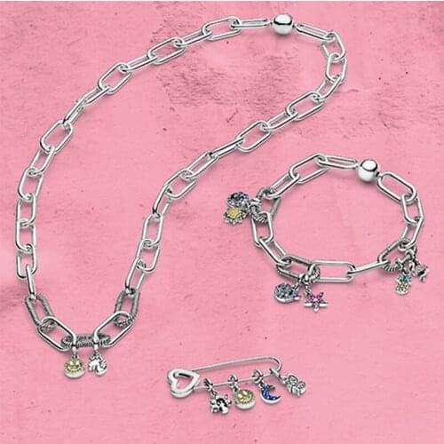 Kakany2020 New High Quality 100% 925 Silver Original Flamingo Sun Unicorn Bracelet Necklace Fashion Simple Diy Romantic Gift Set