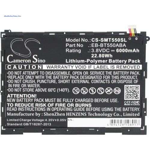 Cameron Sino 6000mAh Battery EB-BT550ABA for Samsung SM-P350, SM-P351, SM-P550, SM-P555, SM-P555Y, SM-T550, SM-T555, SM-T555C