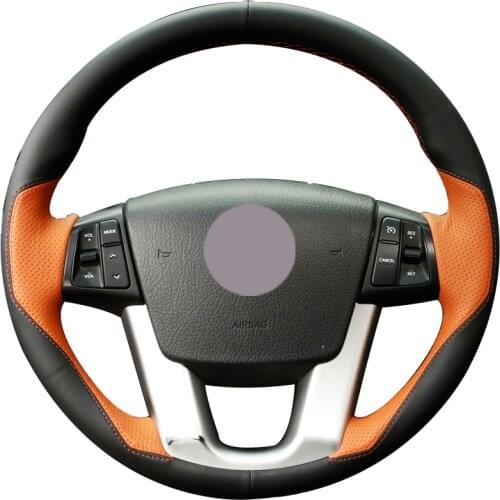 Black Leather Brown Leather Car Steering Wheel Cover for Kia Sorento 2009-2014 Kia Cadenza K7 2011-2015
