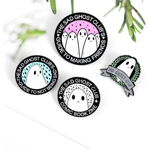 THE SAD GHOST CLUB`S Star enamel pin badge cute and changeable sad Emoticons comlc book pins brooch animal jewelry friends gifts