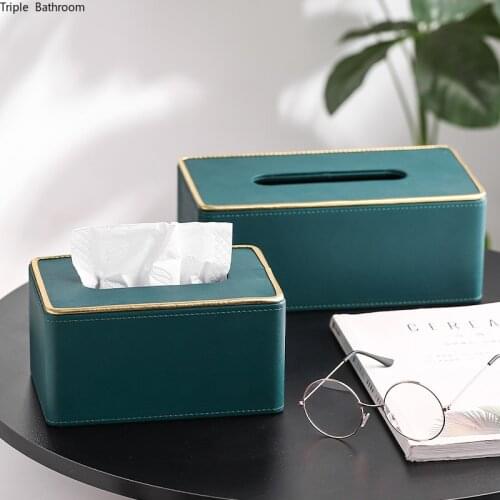 European Style Solid Color Leather Tissue Box Tissue Boxes Napkin Holder Storage Tools Home Decor Living Room Ornament Supplies