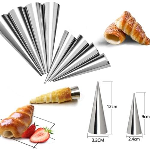 5/10Pcs Conical Tube Cone Roll Moulds Spiral Croissants Molds Cream Horn Mold Cuisine Pastry Baking Tools Kitchen Accessories