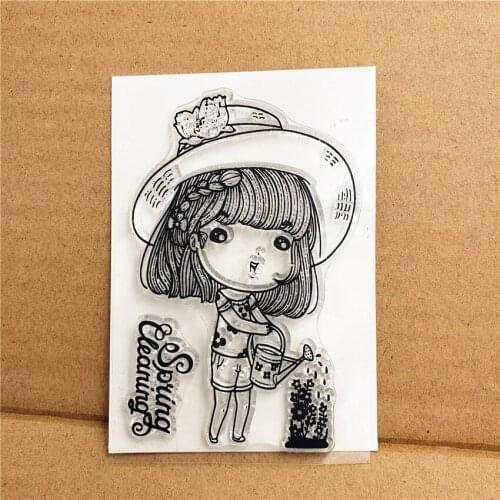 Hot selling Watering girl alphabet transparent clear stamp / silicone seal roller stamp DIY scrapbook album / card production