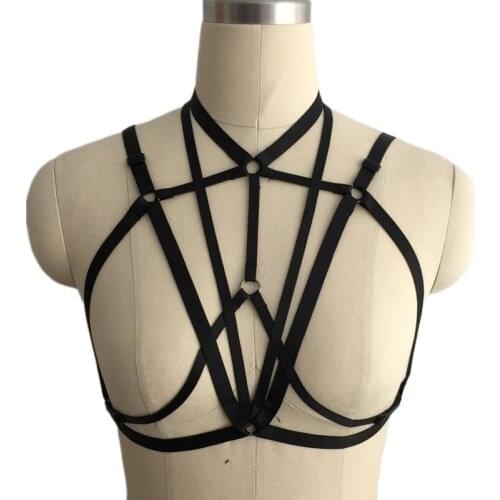 Halloween Costumes bondage harness Corset Bondage Bralette girl sexy fashion cage harness bondage gothic elastic strap bra