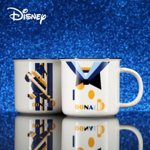 Disney Genuine Donald Duck Ceramic Water Cup Fashion Tea Cup With Lid Spoon Cartoon Milk Coffee Mug Couple Christmas Cup
