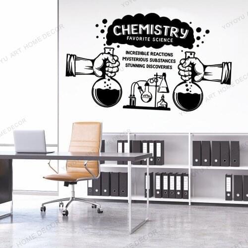 Classic Science Wall Stickers Chemistry Lab Discoveries Substances Vinyl Wall Decals for Chemistry Lab Decoration Poster rb644