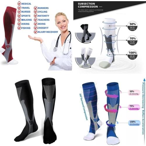 24 Styles Compression Socks Varicose Vein Stocking Over Knee Tube Socks Pressure Circulation Soccer Stocking Protect Feet