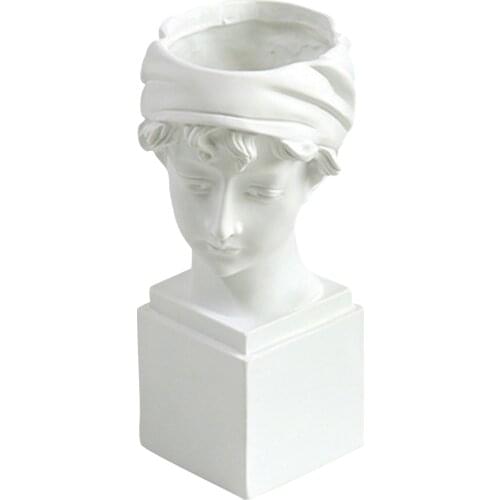 European-style Beautiful Girl Avatar Vase Character Statue Resin Vase Ornaments Home Office Creative Desktop Deco Crafts Gifts