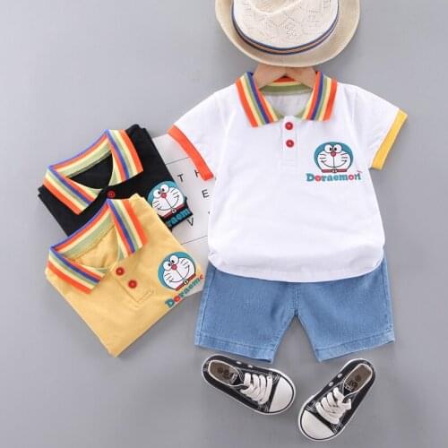 Summer Baby Boys Clothing Sets Cute T-Shirt Cartoon Children Girls Casual Children Kids Denim Outfit Infant Clothes Tracksuits