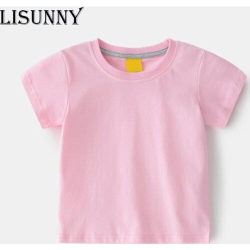 LISUNNY 1-6y Boys Girls T-Shirt Summer 2021 Children Short Sleeve O Neck Multi Color Kids T-shirt Solid Frosted Baby Top Tees
