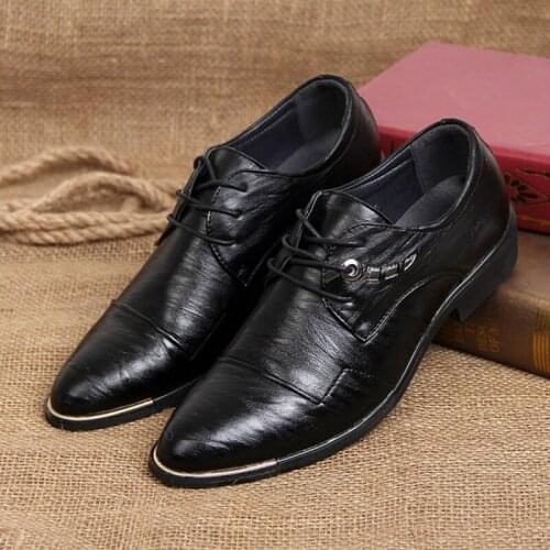 Mazefeng 2020 Mens Dress Shoes Leather Luxury Brand Fashion Elegant Formal Wedding Shoes Men Office Oxford Shoe for Men Lace Up