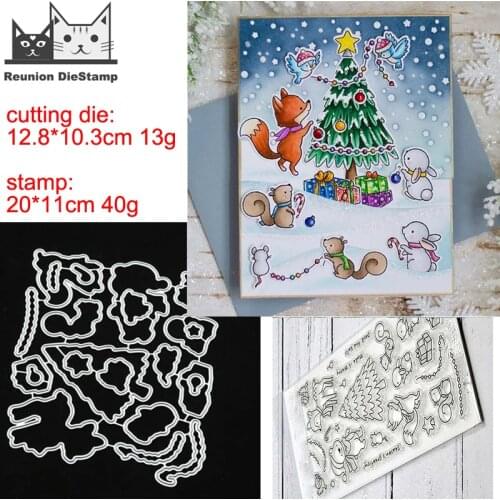 Reunion Christmas Tree Animals Party Metal Cutting Dies and Stamps Stencil for DIY Scrapbooking Photo Album Embossing DIY Card