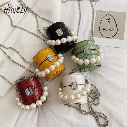 Mini bag female new mobile phone bag small fresh net red chain shoulder bag trendy messenger small bag solid color PU bucket bag