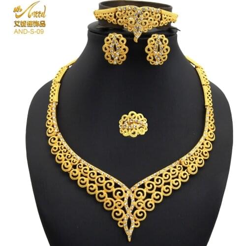 ANIID Nigerian Jewelry Sets Ring For Women African Wedding Jwellery Luxury Designers Necklace Dubai Gold Earrings Fashion 2021