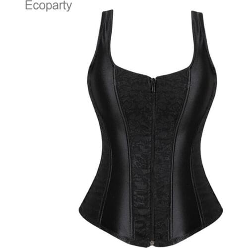 Lace Push Up Bustier Plus Size Women Shoulder Straps Corsets And Bustiers Sexy Overbust Zipper Gothic Corset Lingerie