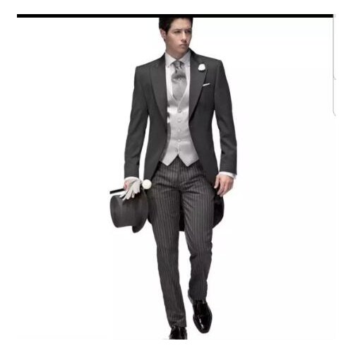 Latest Coat Pant Designs Italian Three Pieces Tailored Bridegroom Black Morning Suit Wedding Tuxedo for Men Groomwear