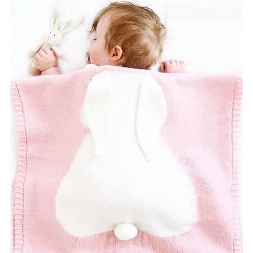 Bunny ears blankets three-dimensional rabbit clothes childrens knitted infant baby spring winter sleepBlanket