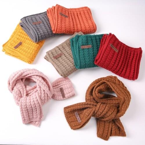 Solid Soft Thickened Winter Warm Cotton Knitted Scarf 2019 Kids Child Childrens Scarf Scarves for Children Boys Girls