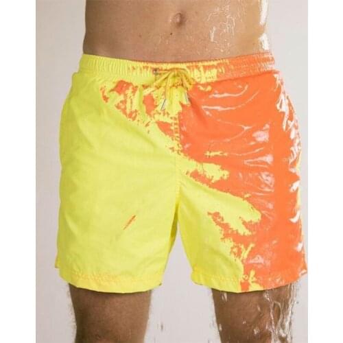 Color-changing Beach Shorts Men Quick Dry Swimwear Beach Pants Warm Color Discoloration Shorts Swimming Surfing Board Shorts