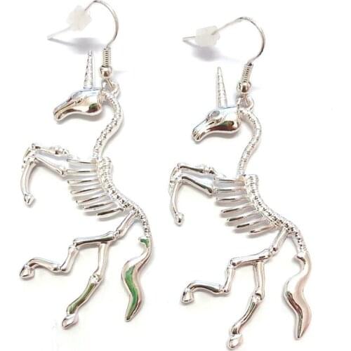 Exaggerated Unicorn Earrings creative Unicorn Skeleton Drop Earrings For Women Personality Punk style Dangle Earring jewelry