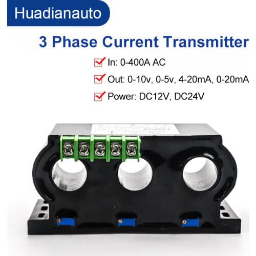 Split core 3 phase hall current sensor 0-20a ac current transmitter for 4-20ma signal transducer