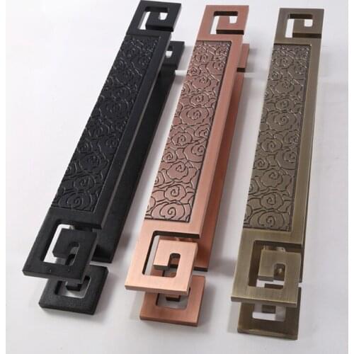 Solid wood door handle bronze villa club hotel box with frame glass sliding door handle black