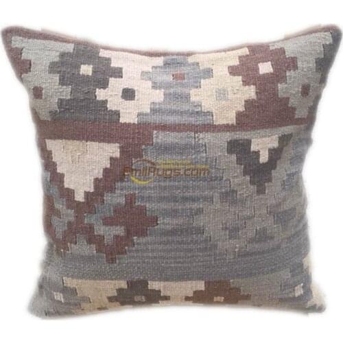Wool Kilim Floral Pillow / Cushion Cover Hand Woven Wool Fancy 19 French Country Chichabby Vintage Needlepoint Ofa Decorative.3