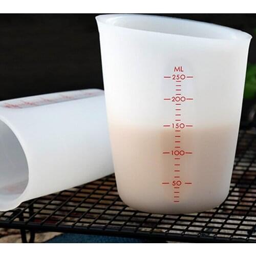 Teyaao 250ml Silicone Measuring Cup Flexible Chocolate Butter Flour Measuring Cups Kitchen Measure Cup Beaker Baking Tools