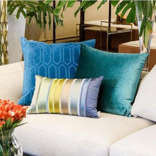 Modern Nordic Velvet Stripe Pillow Cover Embroidered Vertical Cushion Cover For Sofa Couch Decoration Pillowcase Cushion Cover