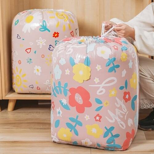 Drawstring Sorting Bag for Quilt Clothes Foldable Storage Bag Moistureproof Clothes Organizer Comforter Closet Under-Bed Storage