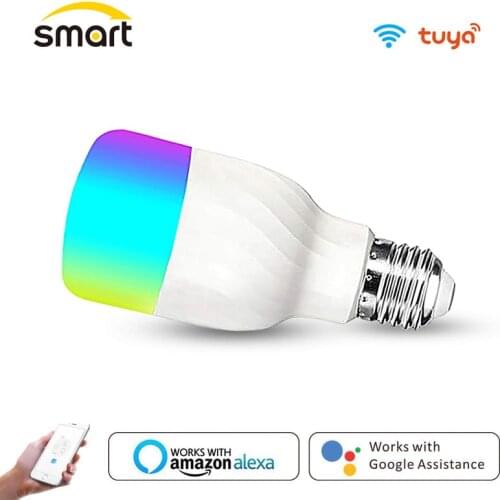 Tuya Wifi Smart Light Bulb LED Lamp Intelligent Colorful 7W RGBW APP Dimmable Works With Alexa Google For Home E27 Hoilday