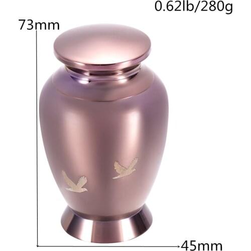 Coffee Gold Color Cremation Urns with Birds Engraved Pet/Human Stainless Steel Urn Cremation Ashes Urn for Memorial