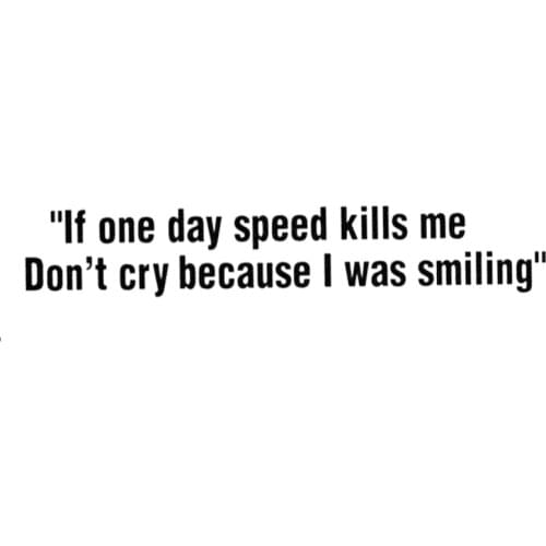 17*3cm IF ONE DAY SPEED KILLS ME Vinyl Decals Brief Literary And Artistic Quotations Car Accessories